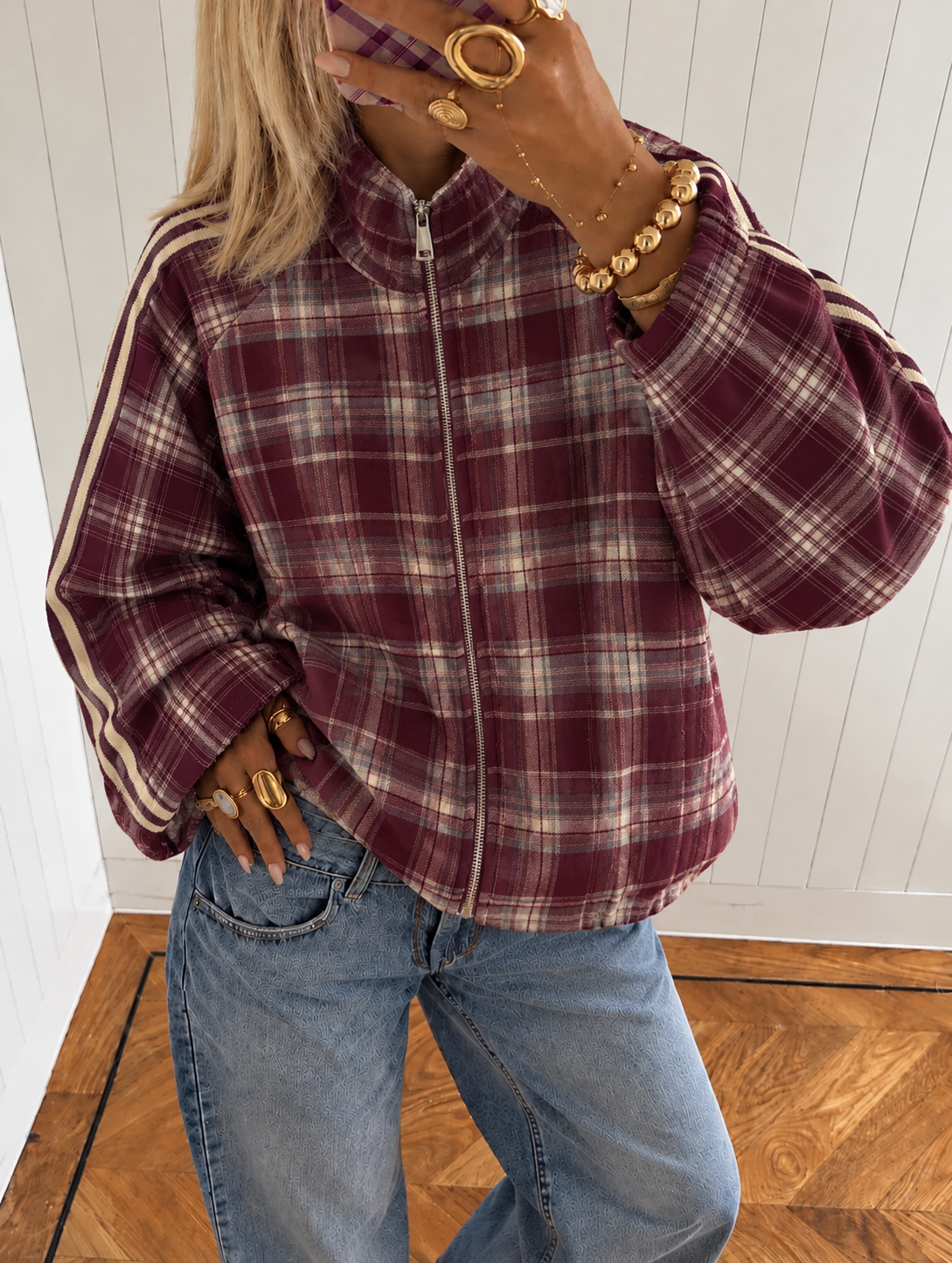 Checked vest bordeaux