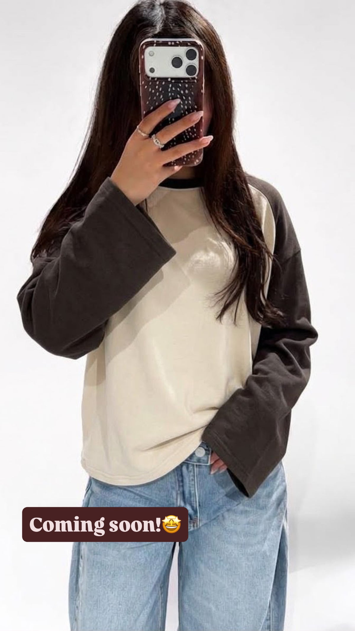 Baseball longsleeve beige/brown