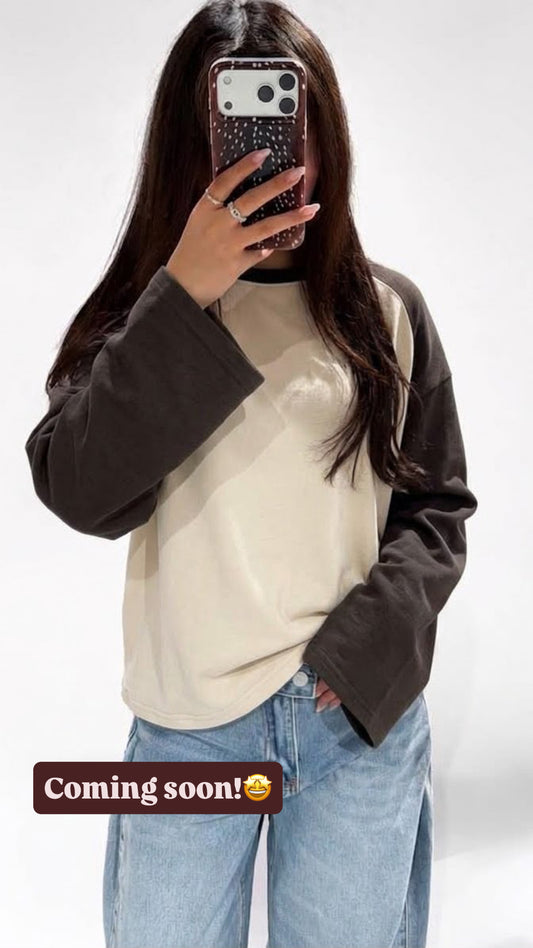 Baseball longsleeve beige/brown