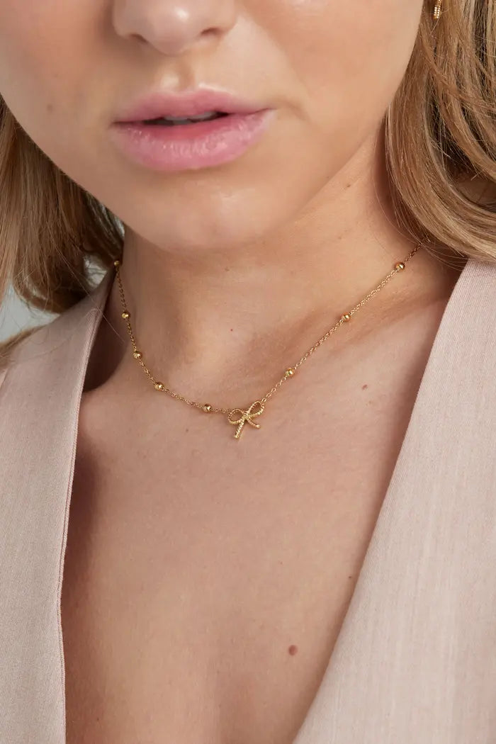 Basic bow necklace gold