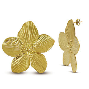 Big flower earrings gold