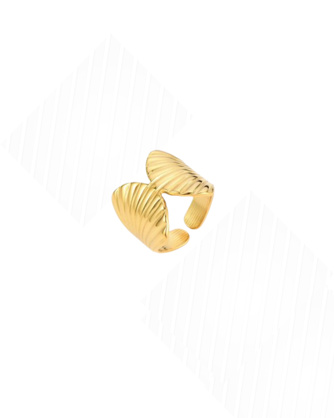 Double palm leafs ring gold