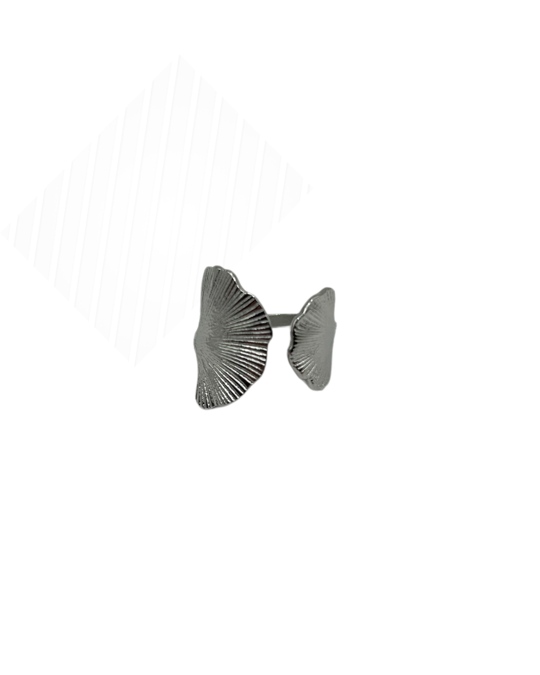 Tropical leaf ring silver