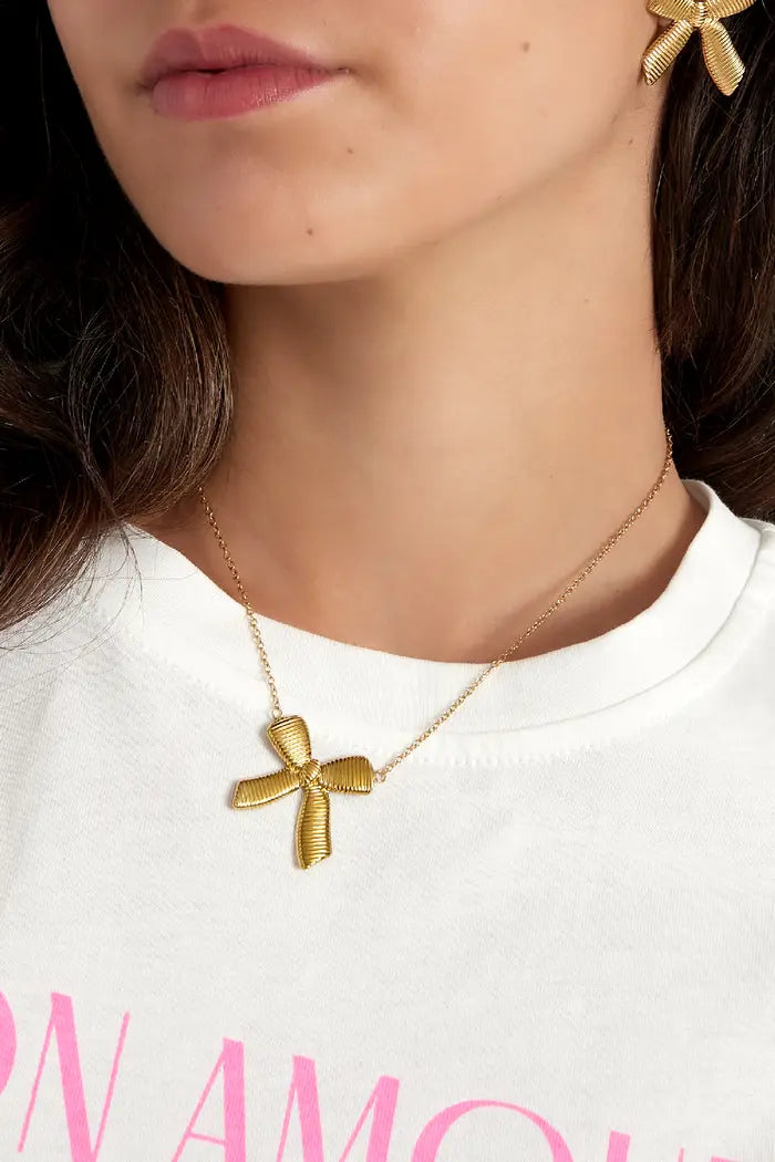 Bow necklace silver