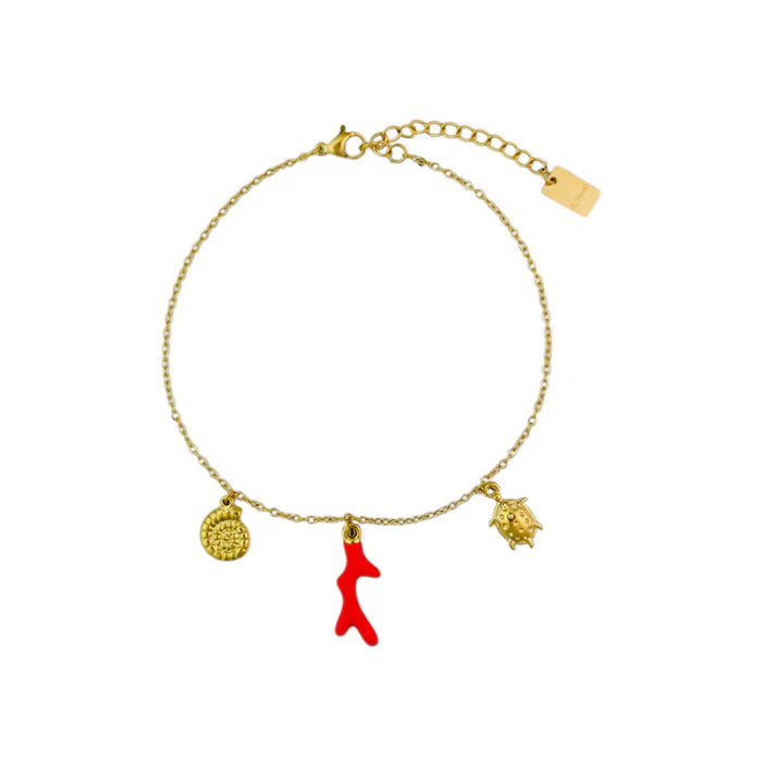 Coral luck anklet gold