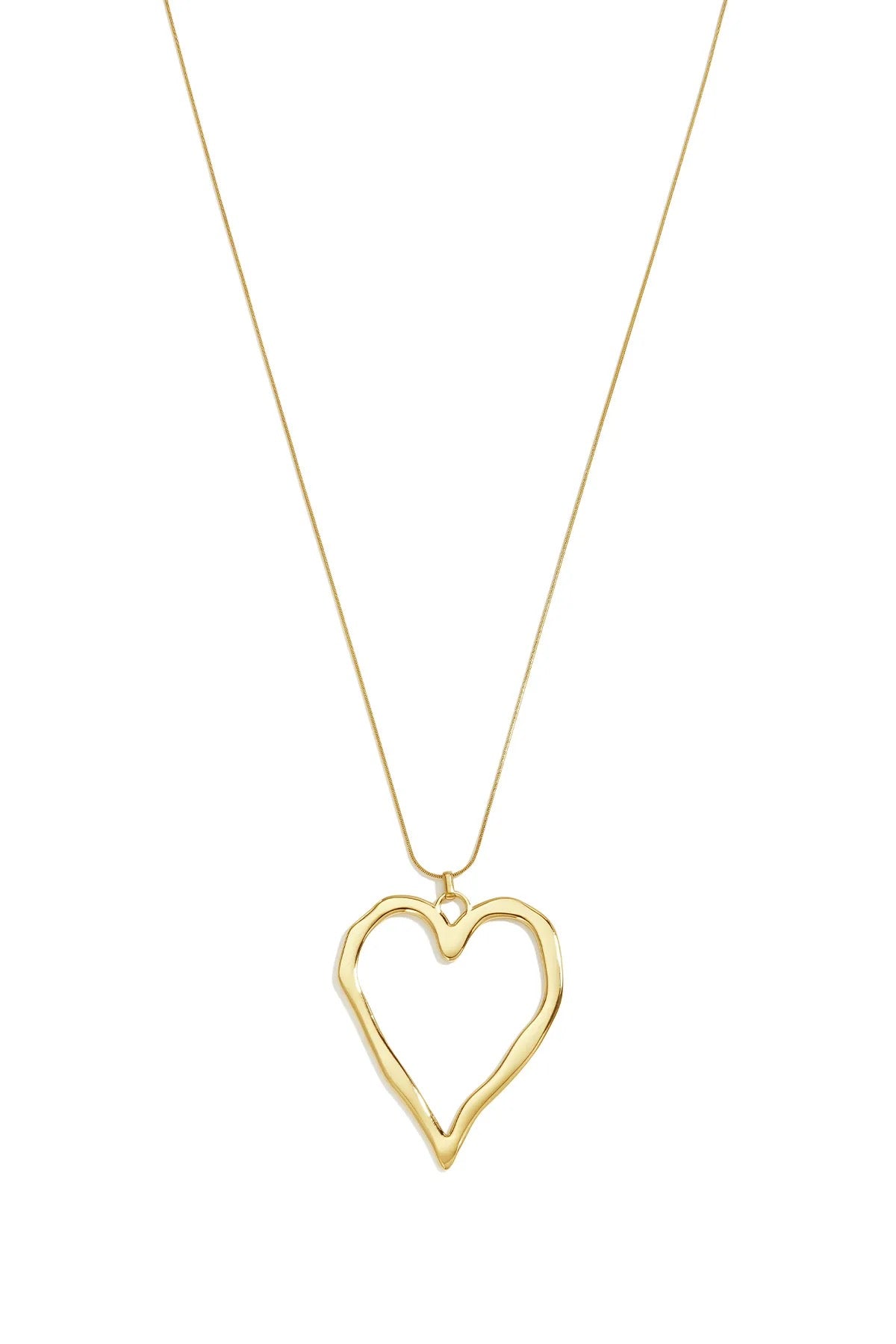Open heart necklace long gold