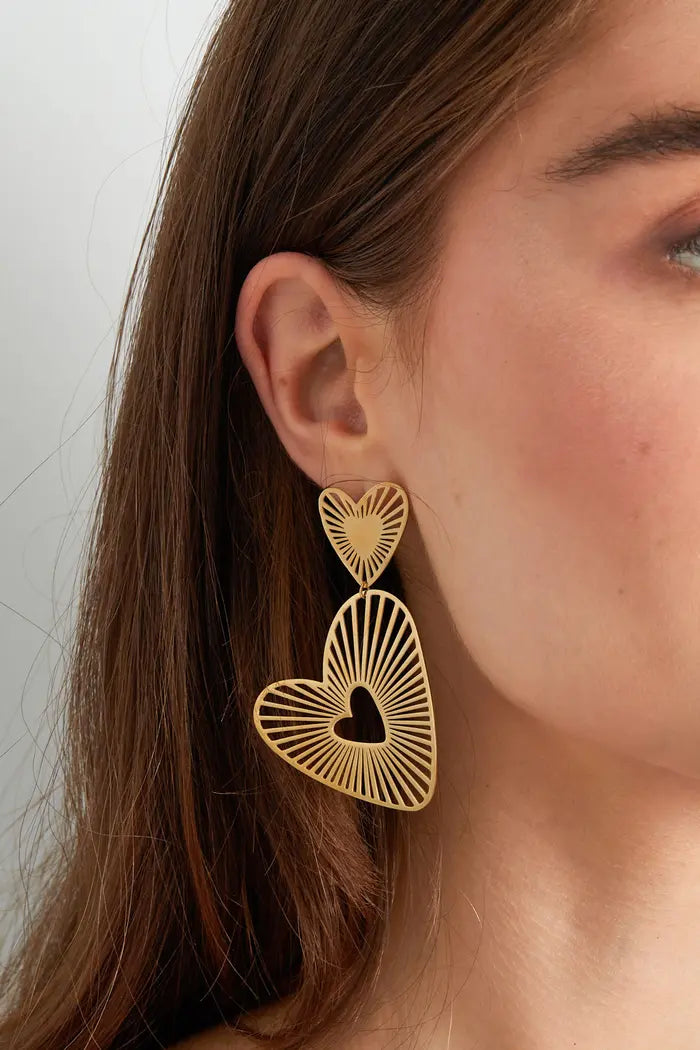 Double heart earrings gold