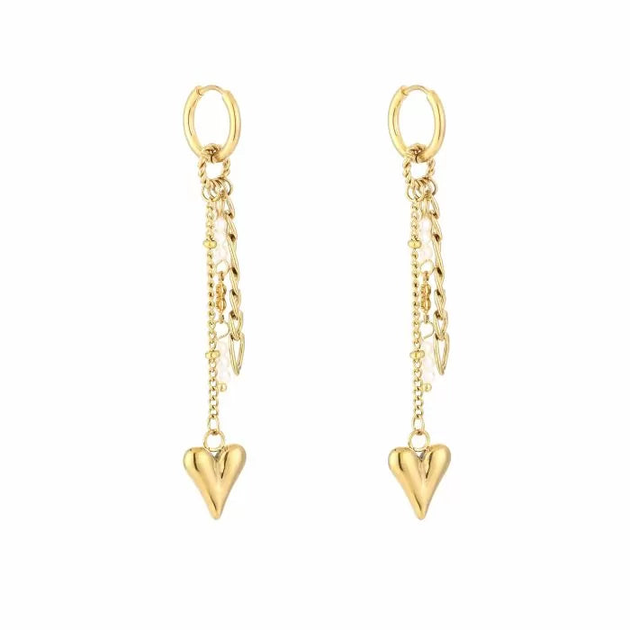 Earring hanging heart gold