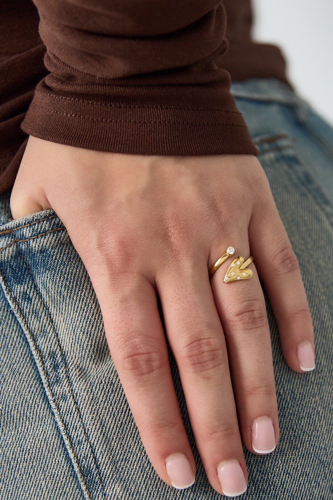 Diamond heart ring silver