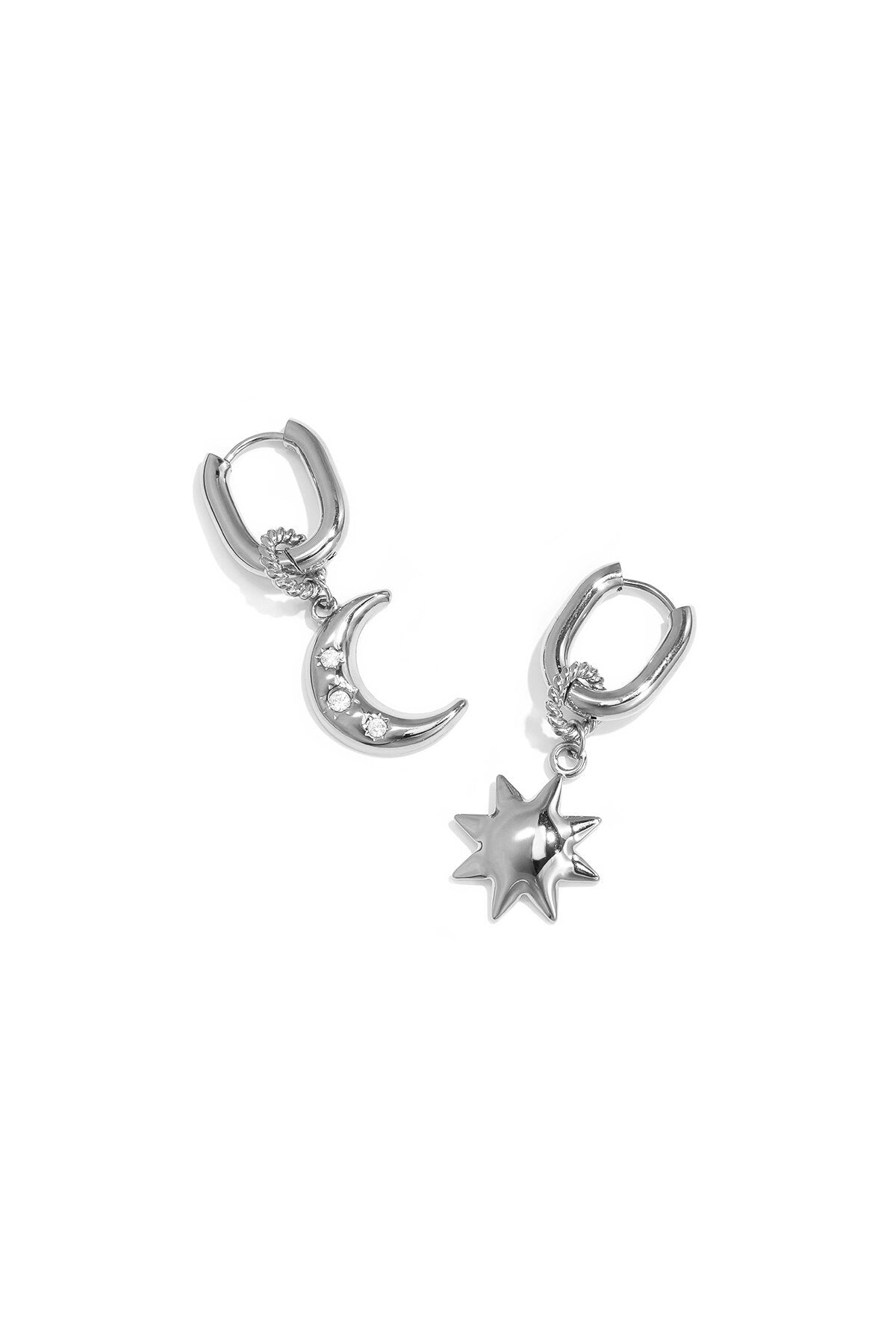 Moon & star earrings silver