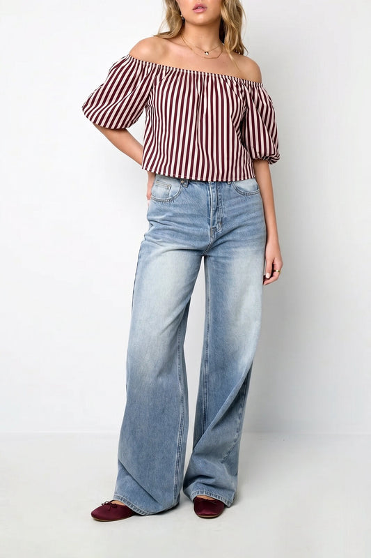 Off shoulder top striped