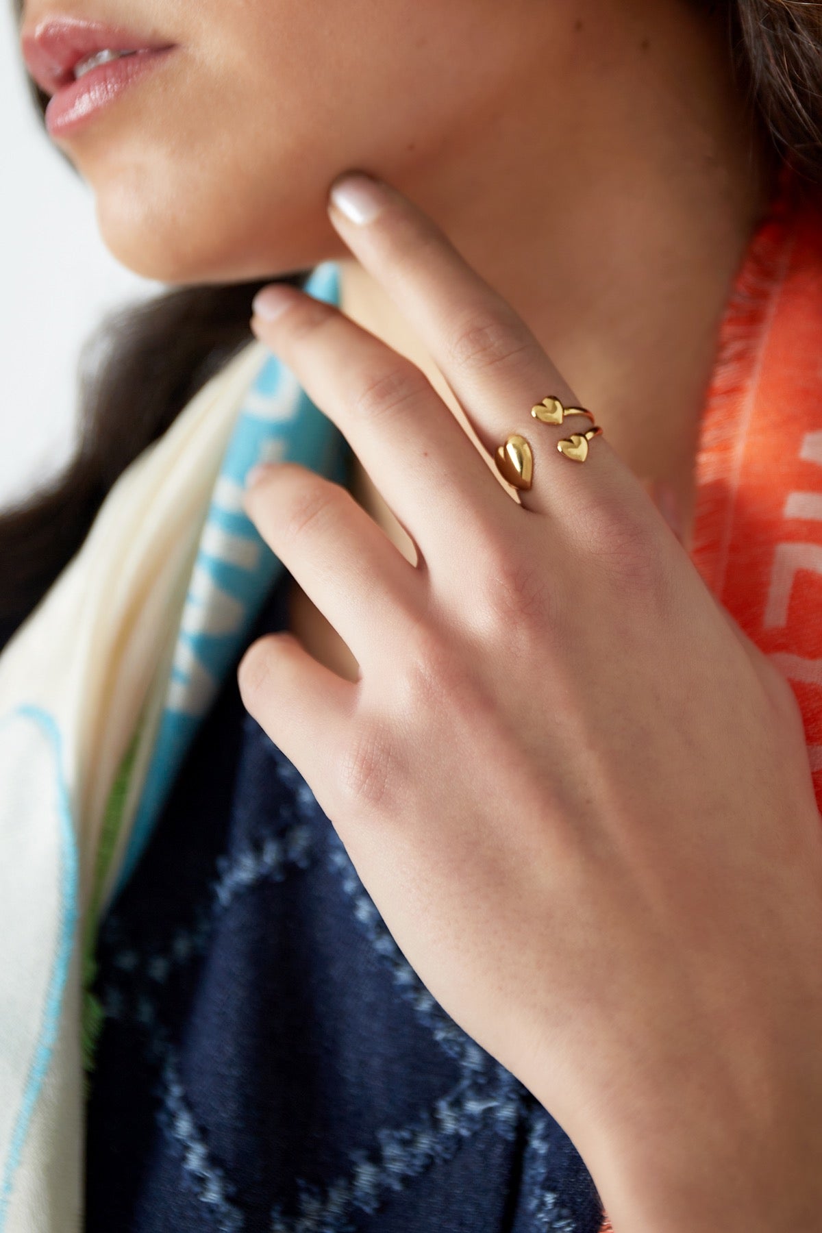 Triple heart ring gold