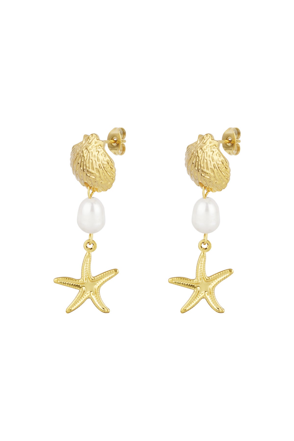 Sea life earrings gold
