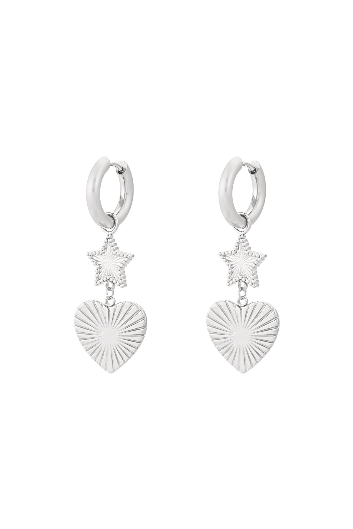 Star heart earrings silver