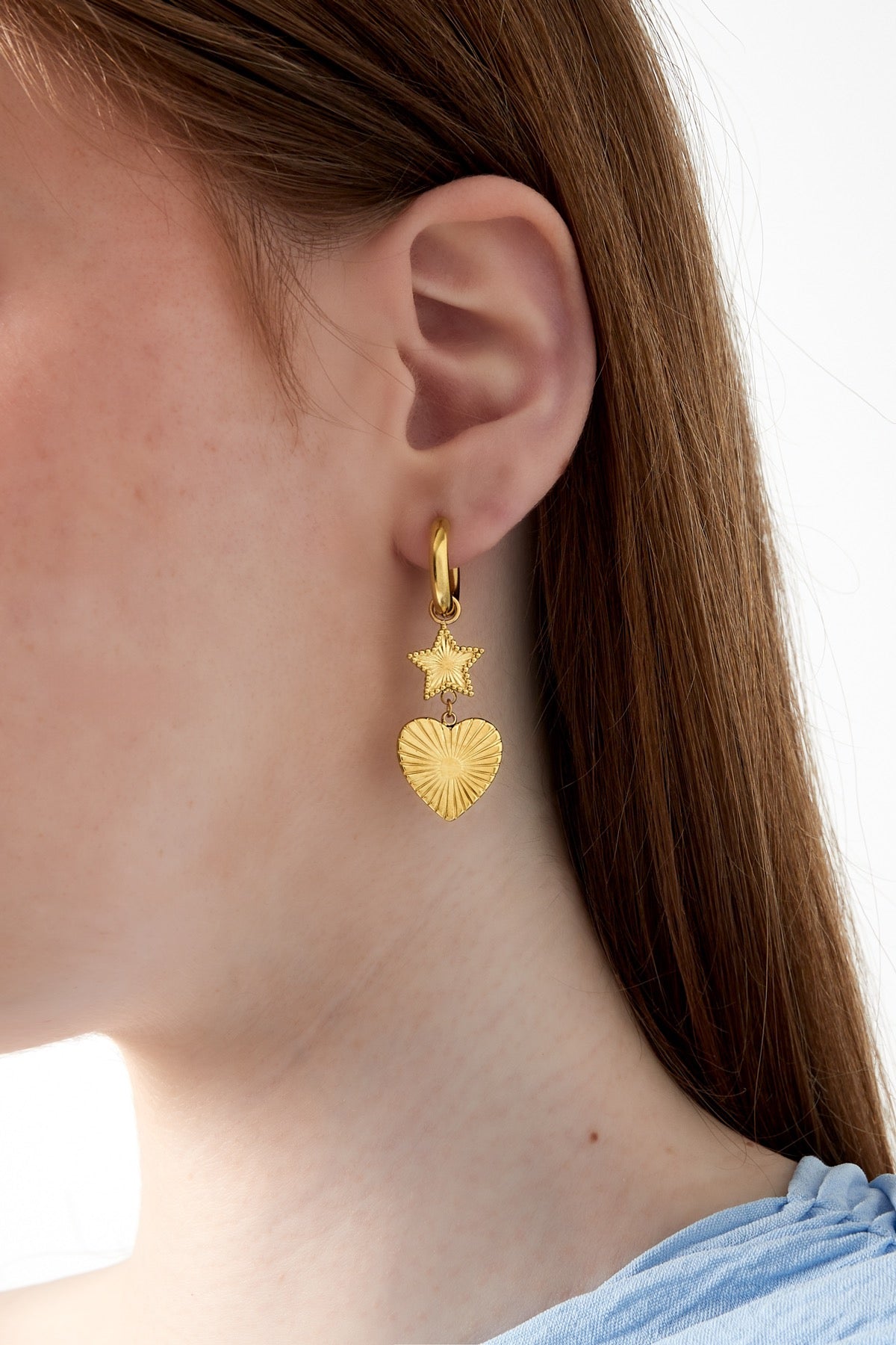 Star heart earrings silver