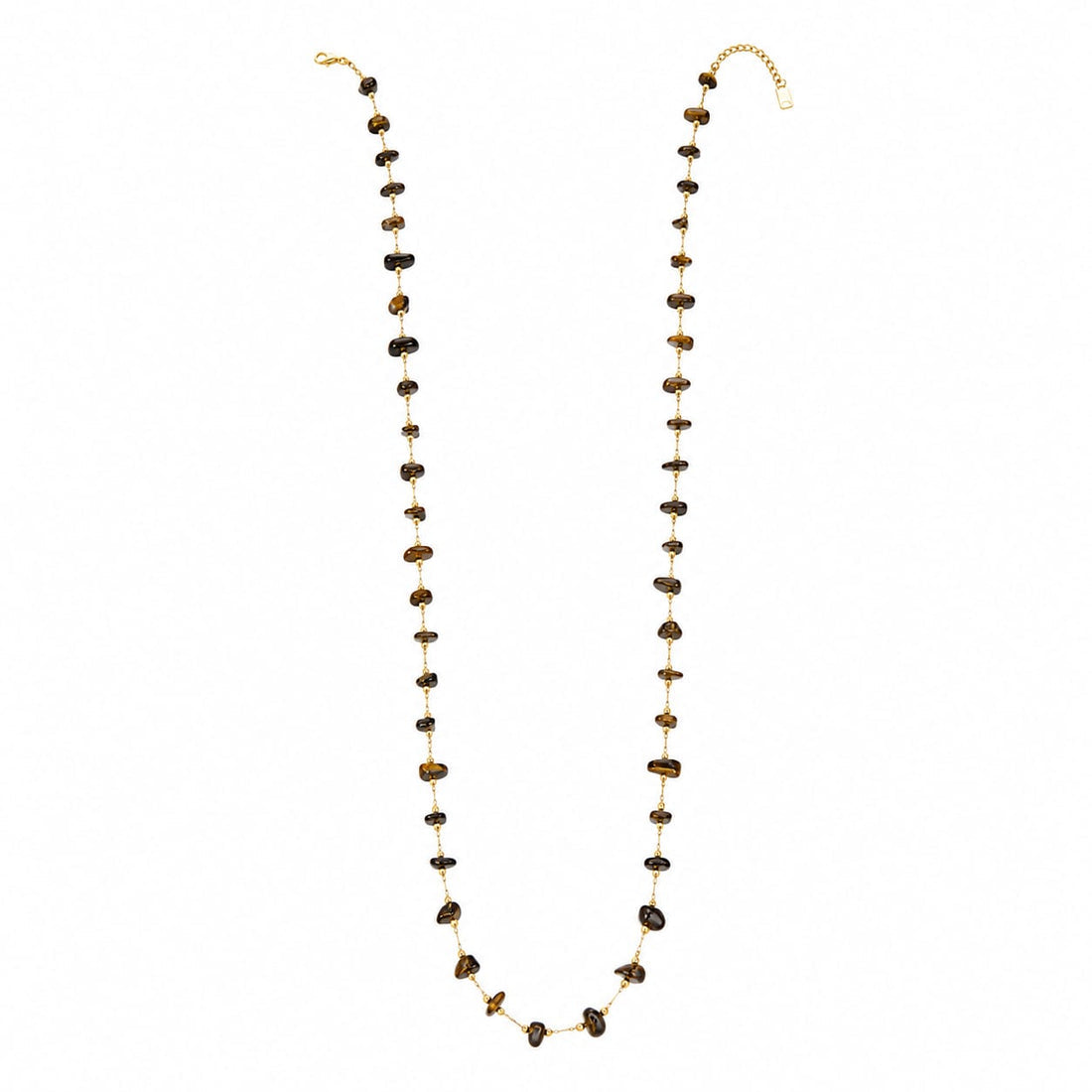 Stone necklace long brown gold