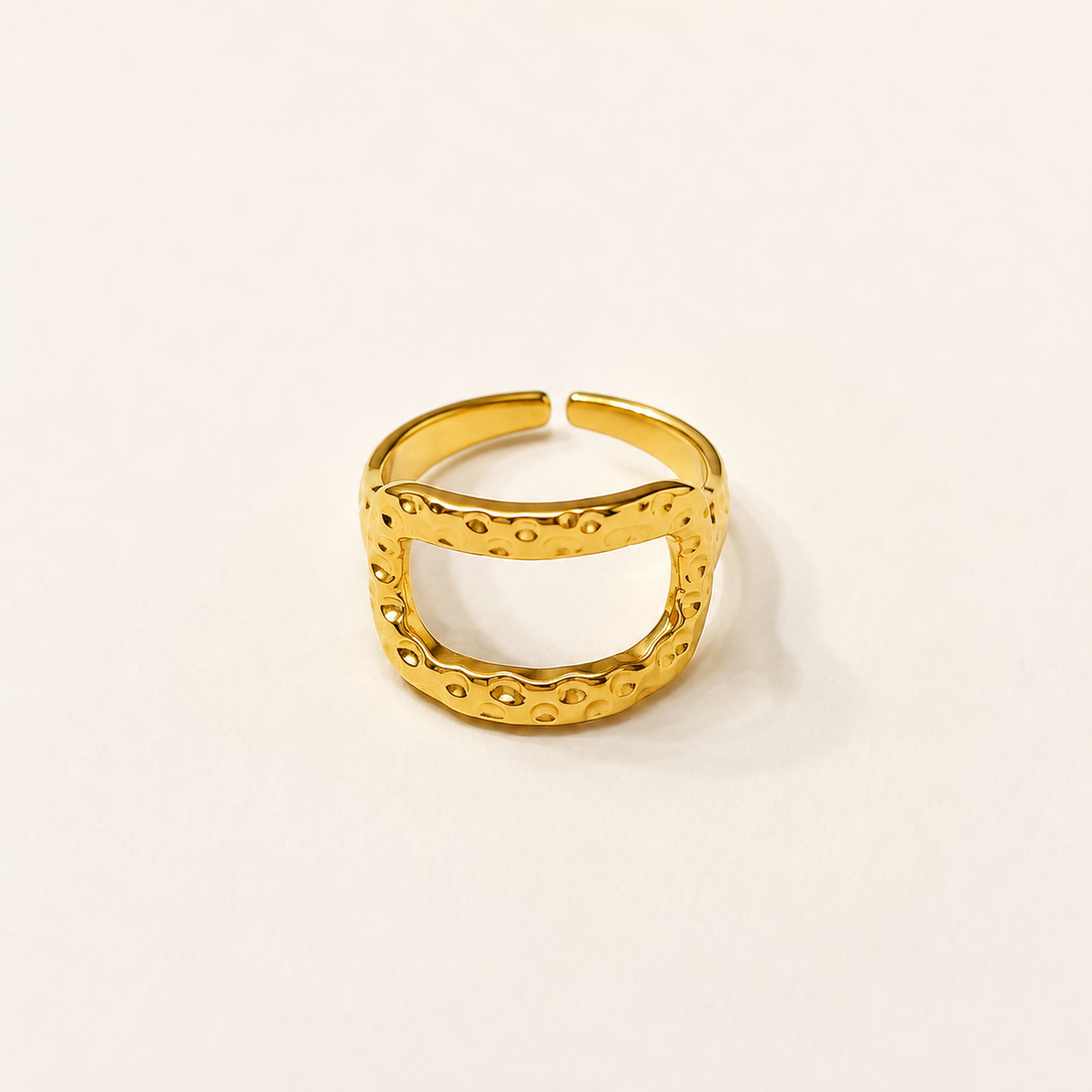 Open square ring gold