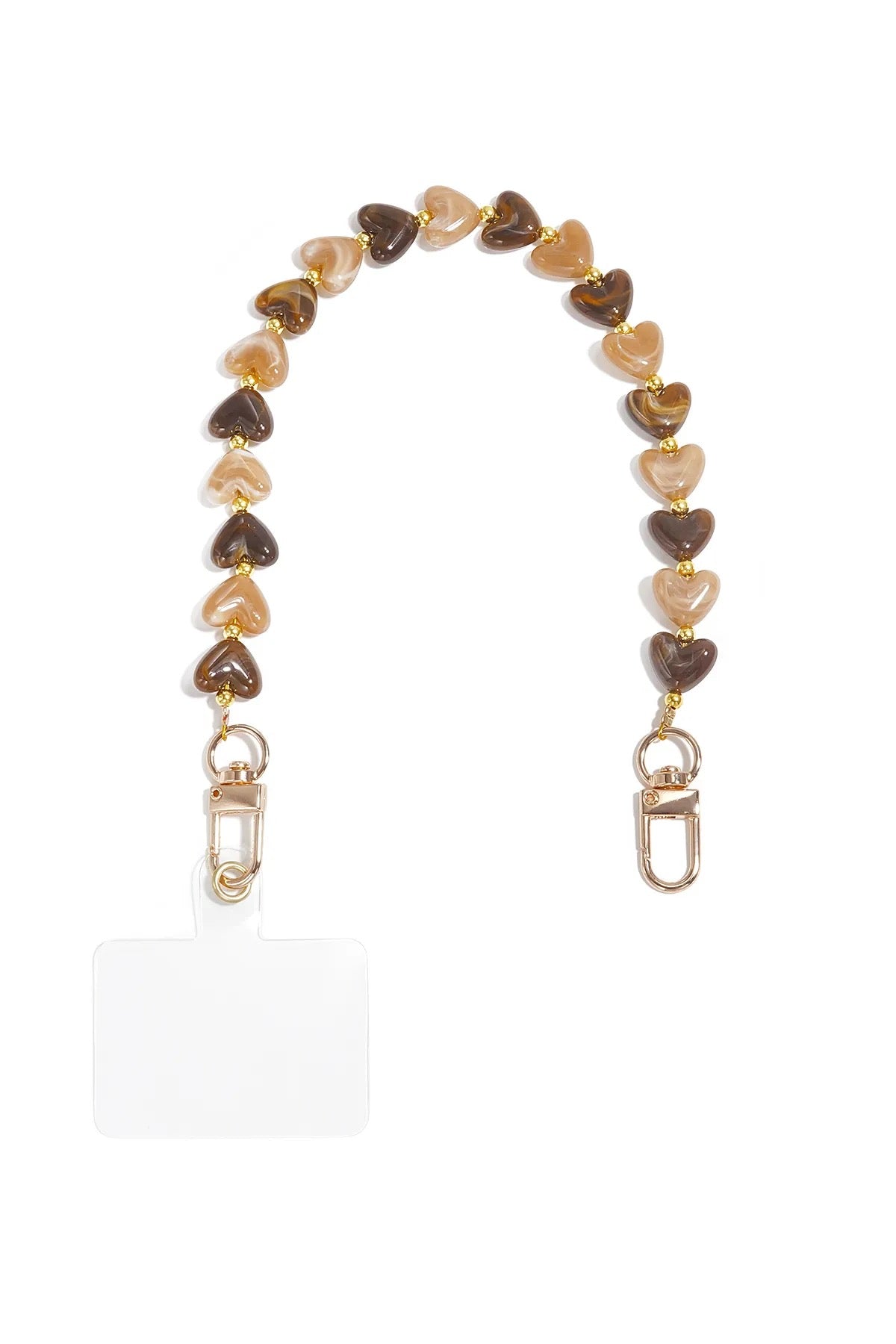 Shades of beige hearts phone chain