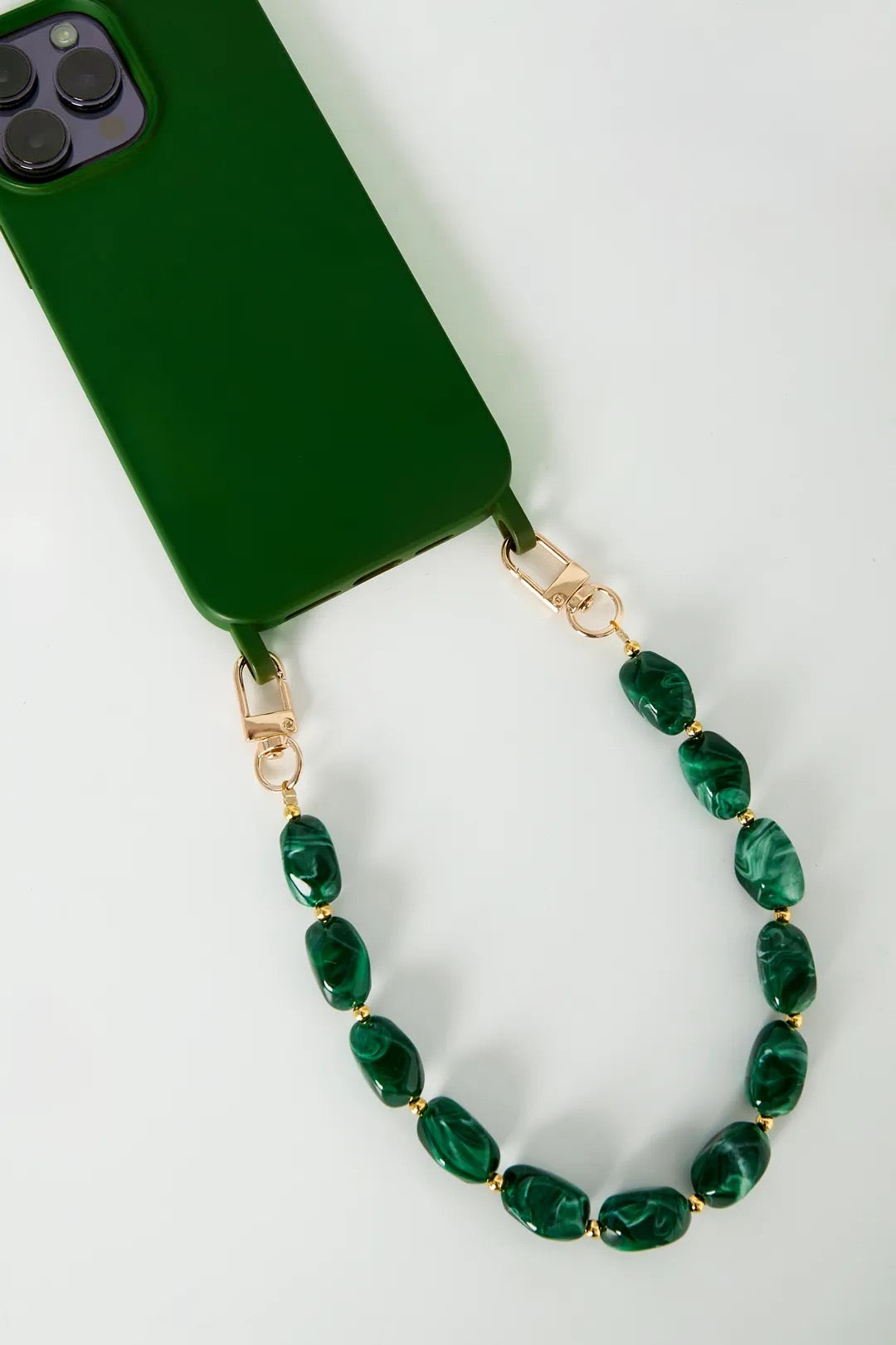 Green stones phone chain