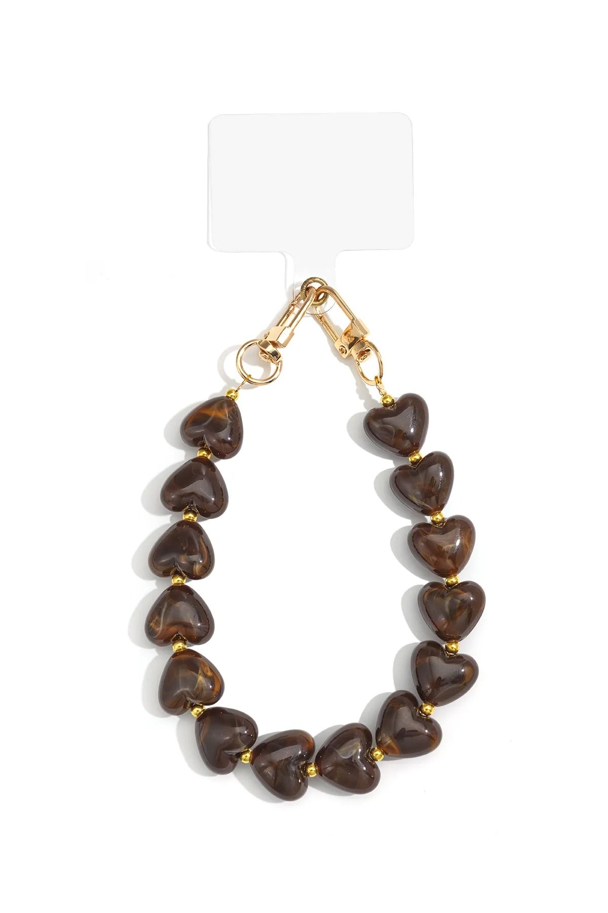 Brown hearts phone chain