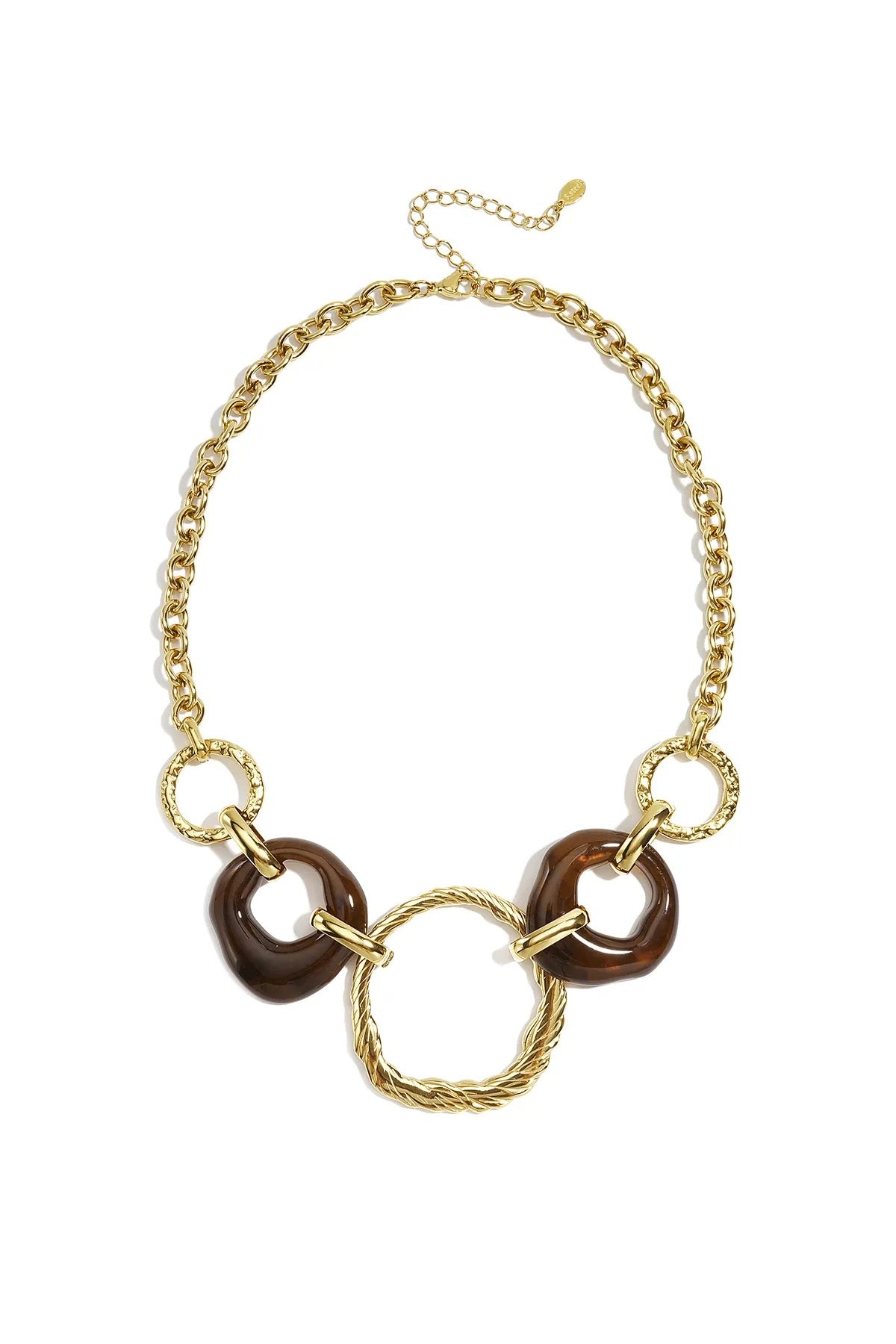 Brown circle necklace gold
