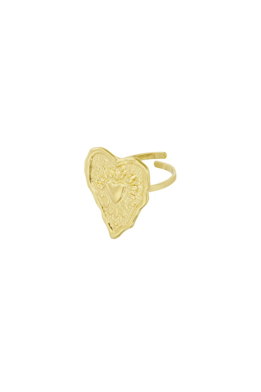 Ring wrinkle heart gold