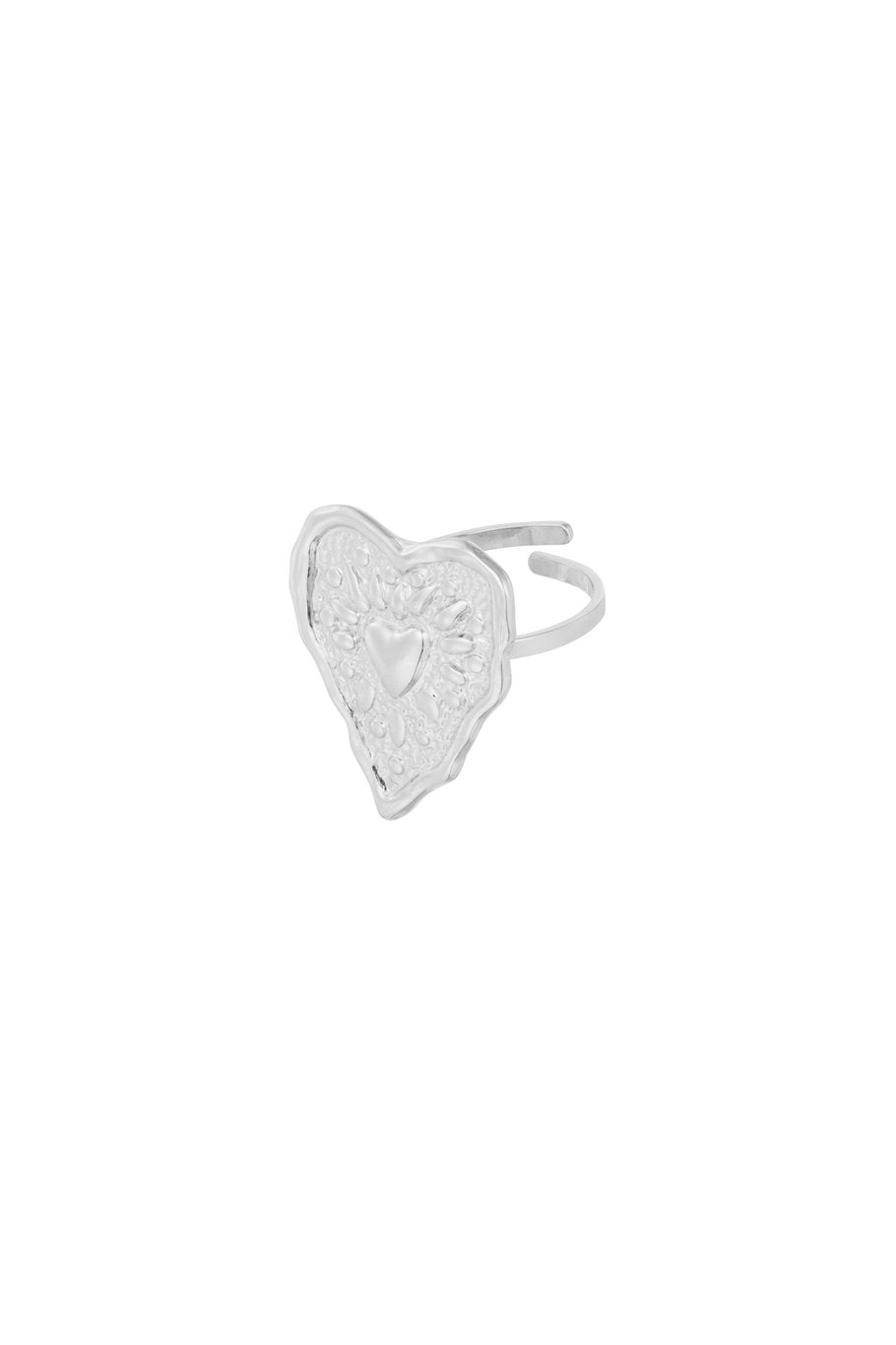 Ring wrinkle heart silver