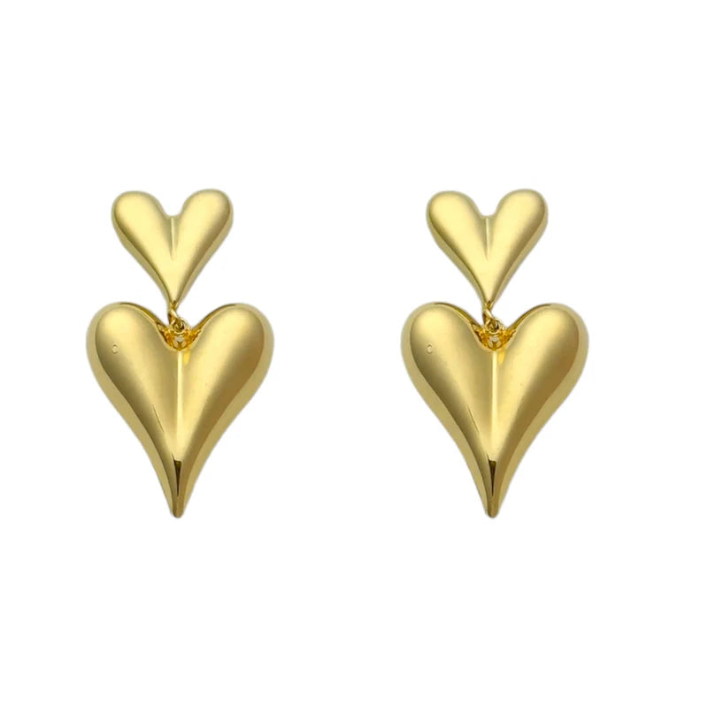 Spikey hearts earrings gold aan