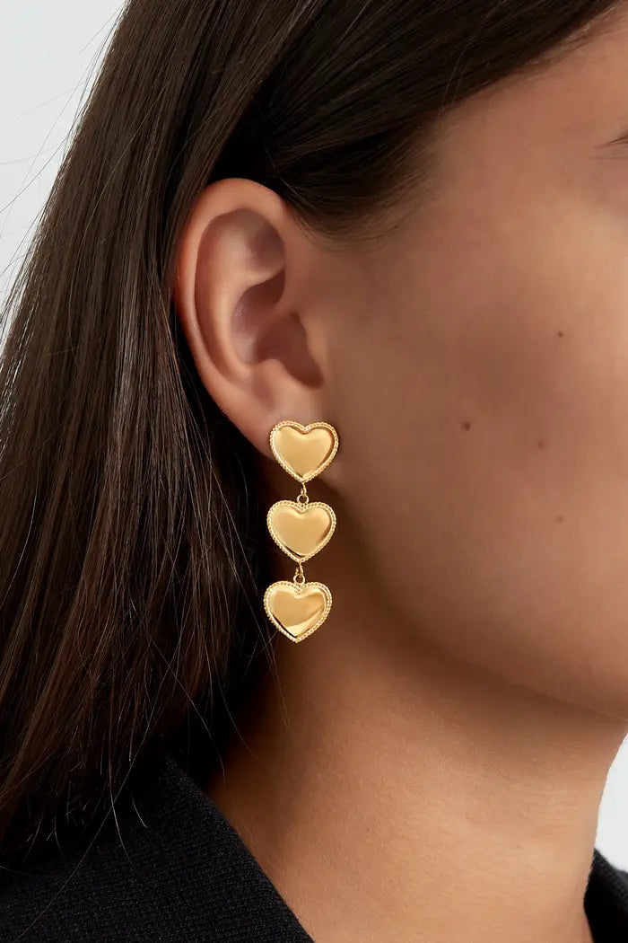 Stack of hearts earrings silver
