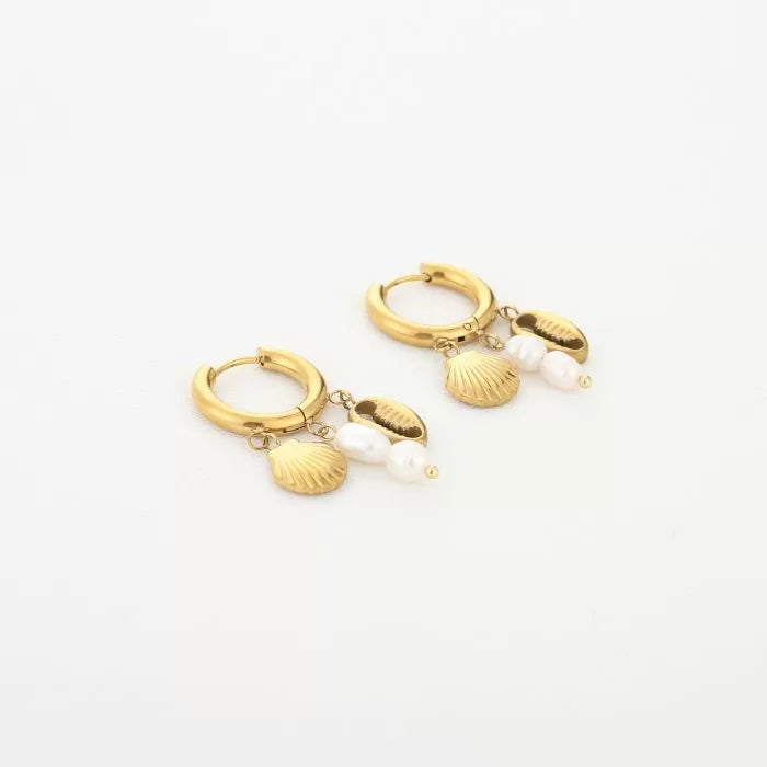 Beachy shell earrings gold