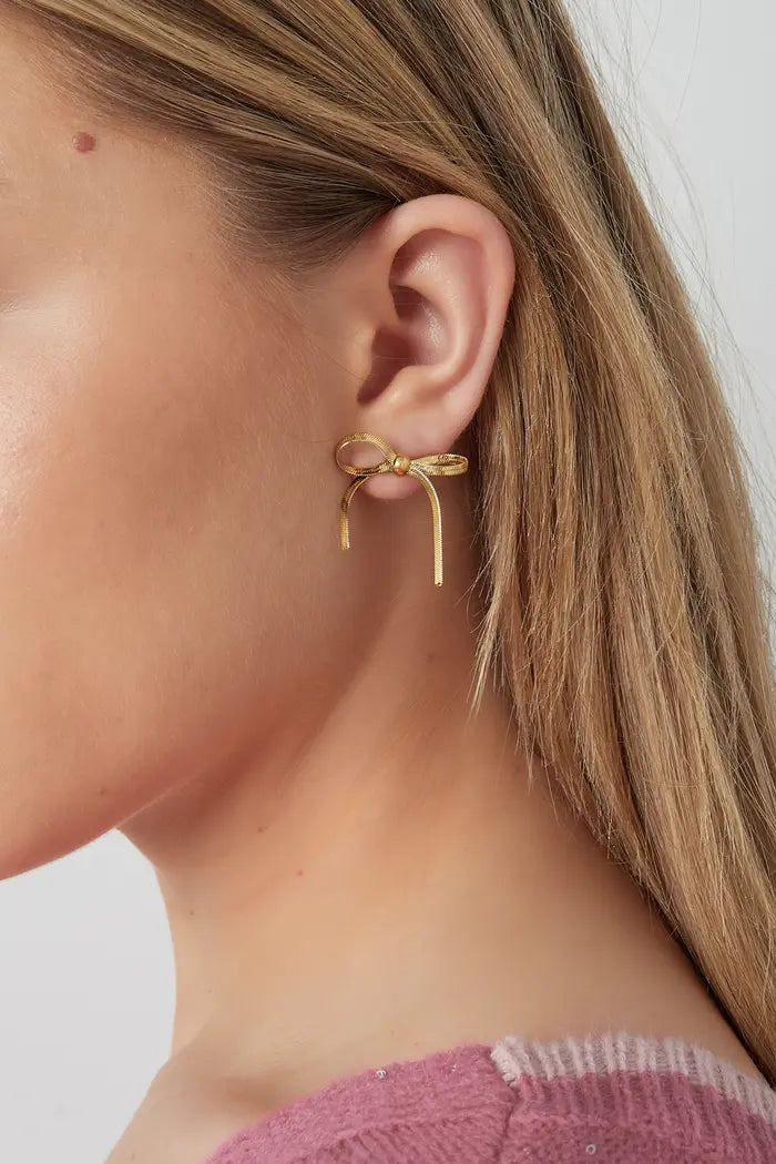 Bliss bow earrings gold