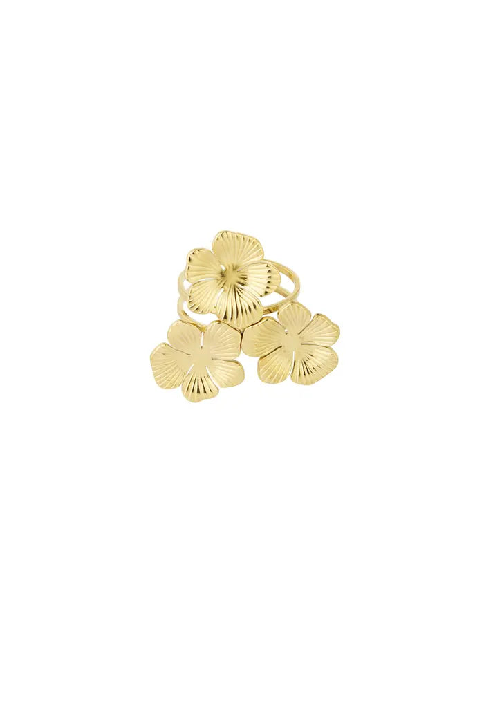 Bohemian flower ring gold