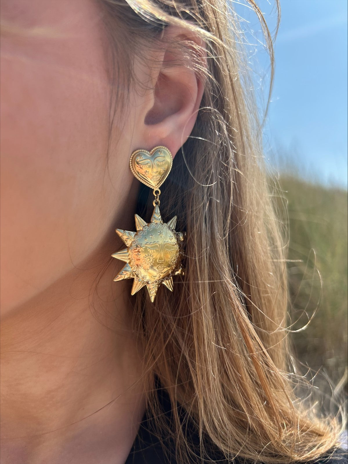 Boho love earrings gold