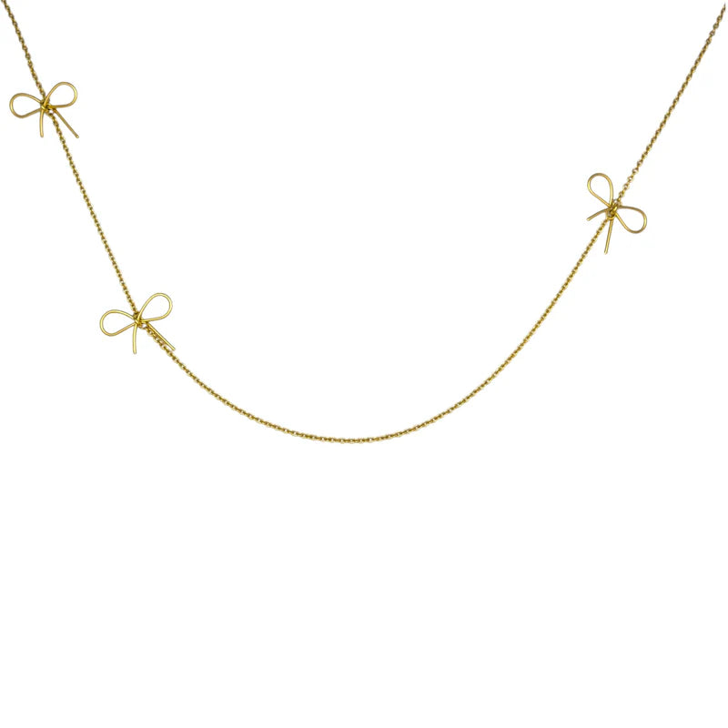Bow necklace long gold