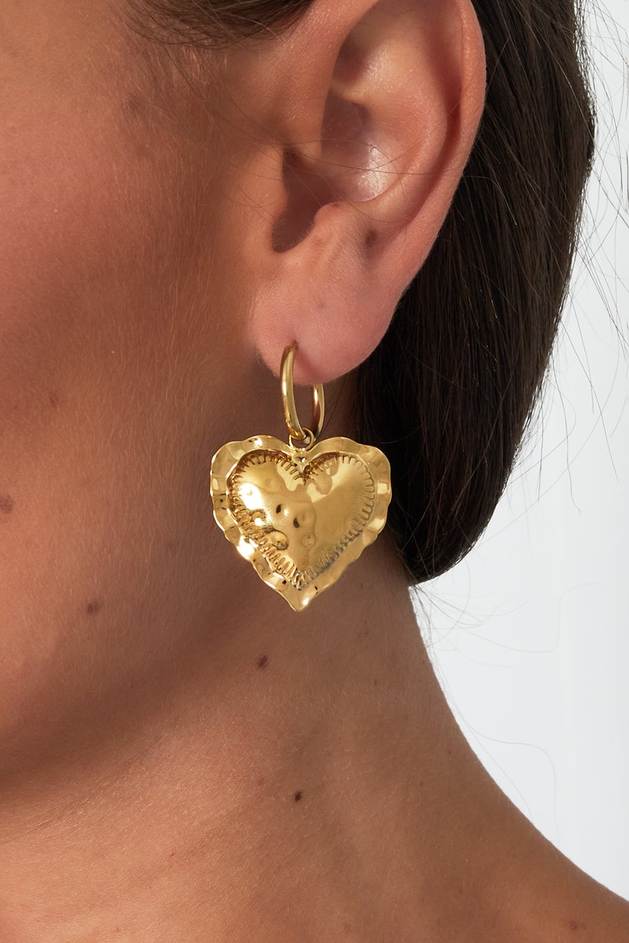 bubble heart earrings gold