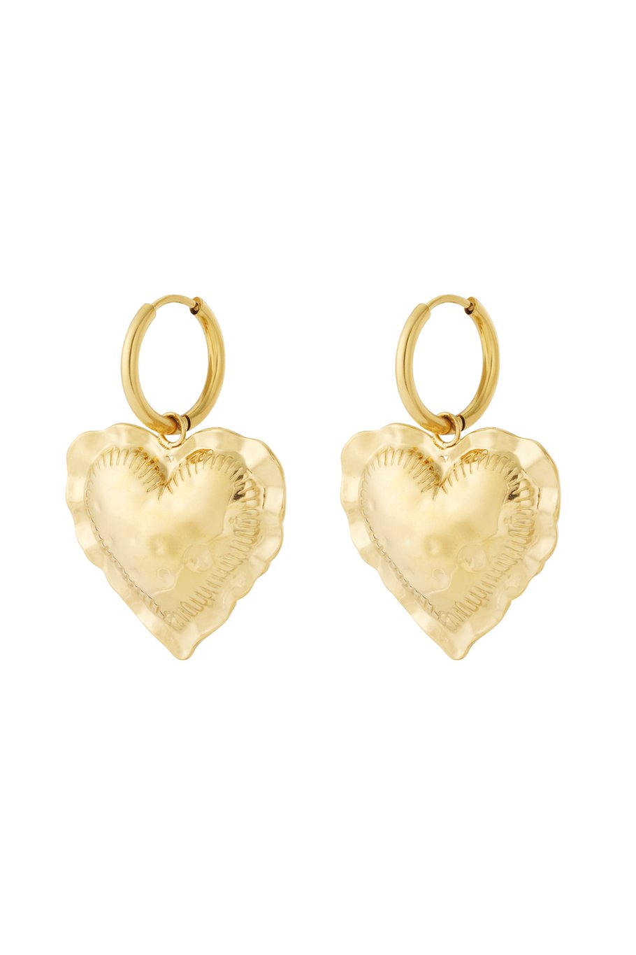 bubble heart earrings gold