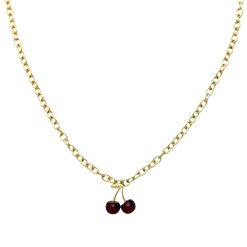Cherry necklace gold