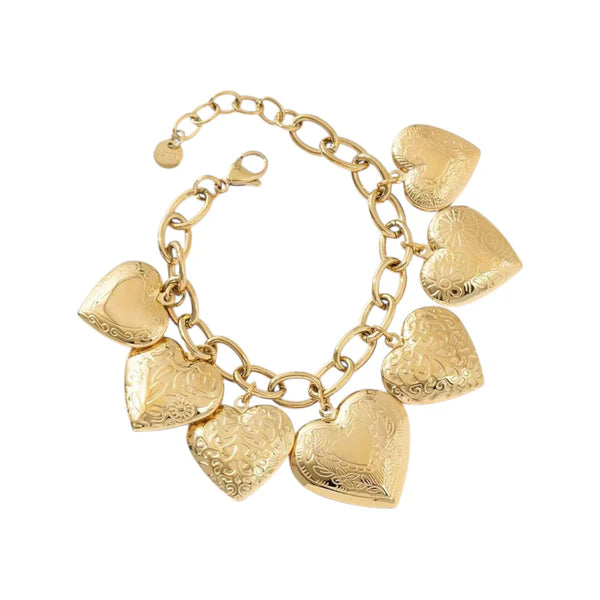Chunky heart bracelet gold