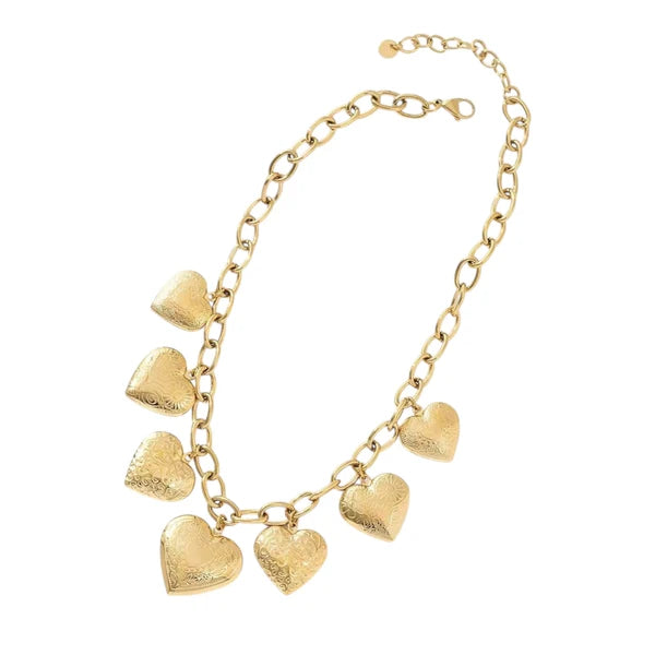 Chunky heart necklace gold