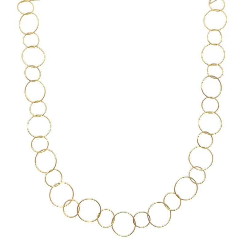 Circle links necklace long gold