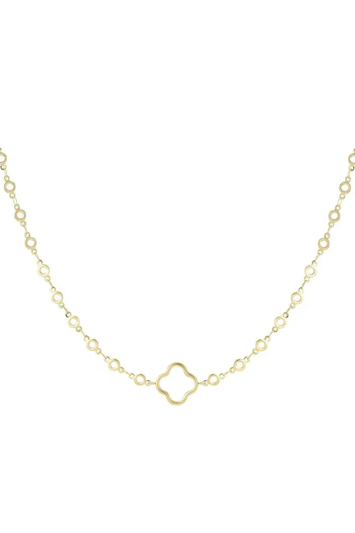 Cirlce clover necklace gold