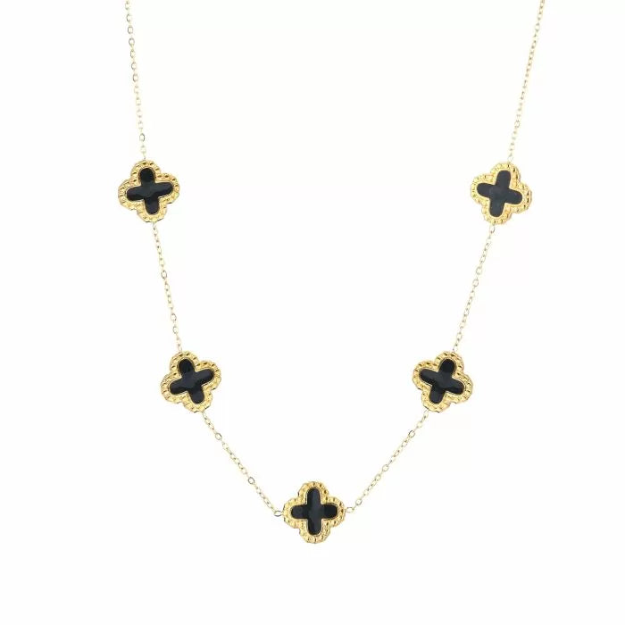 Clover necklace black gold