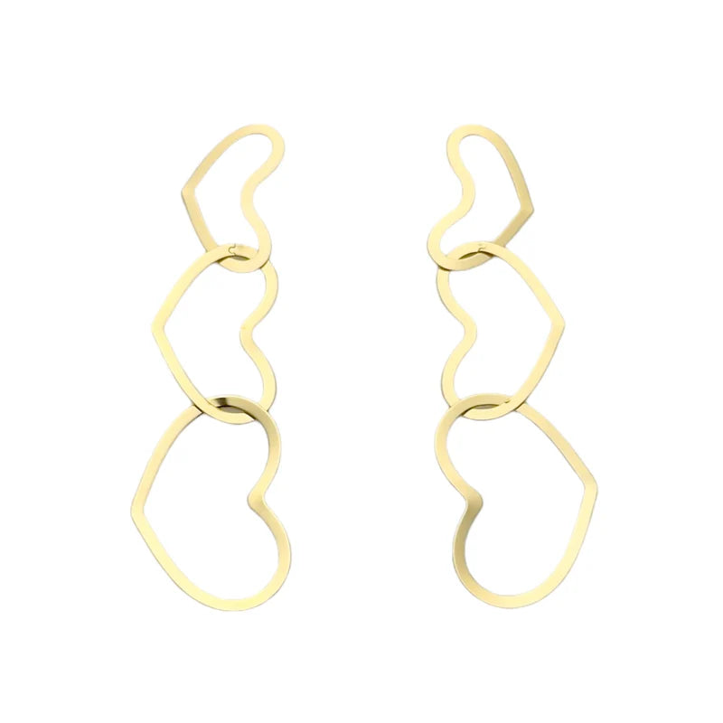 Connected hearts earrings gold