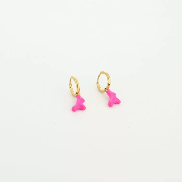 Coral small earring fluo pink