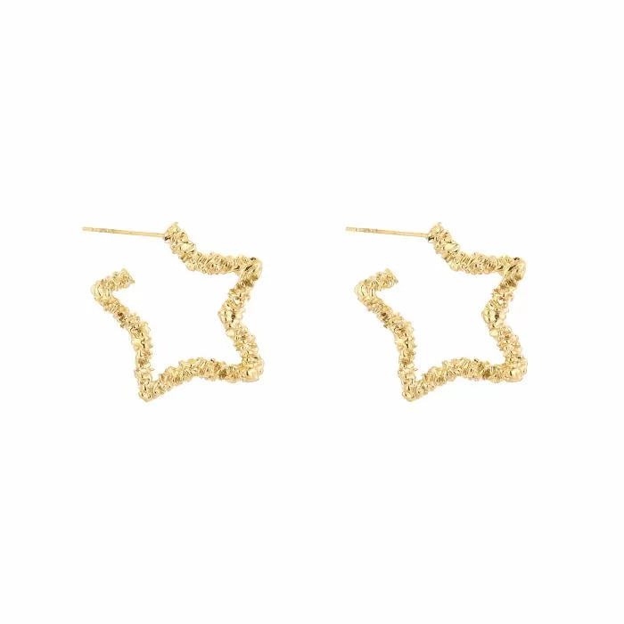 Crumbled stars earrings gold