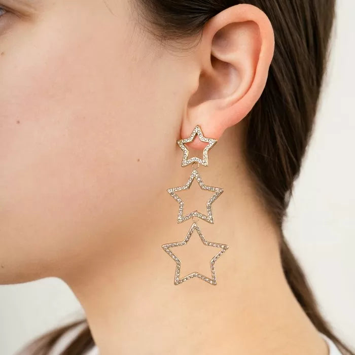 Diamond stars earrings gold