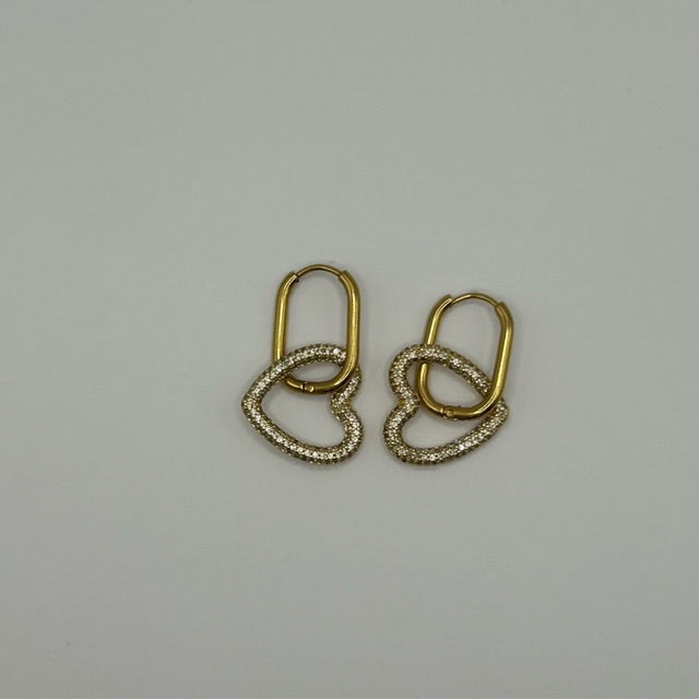Diamond heart earrings gold