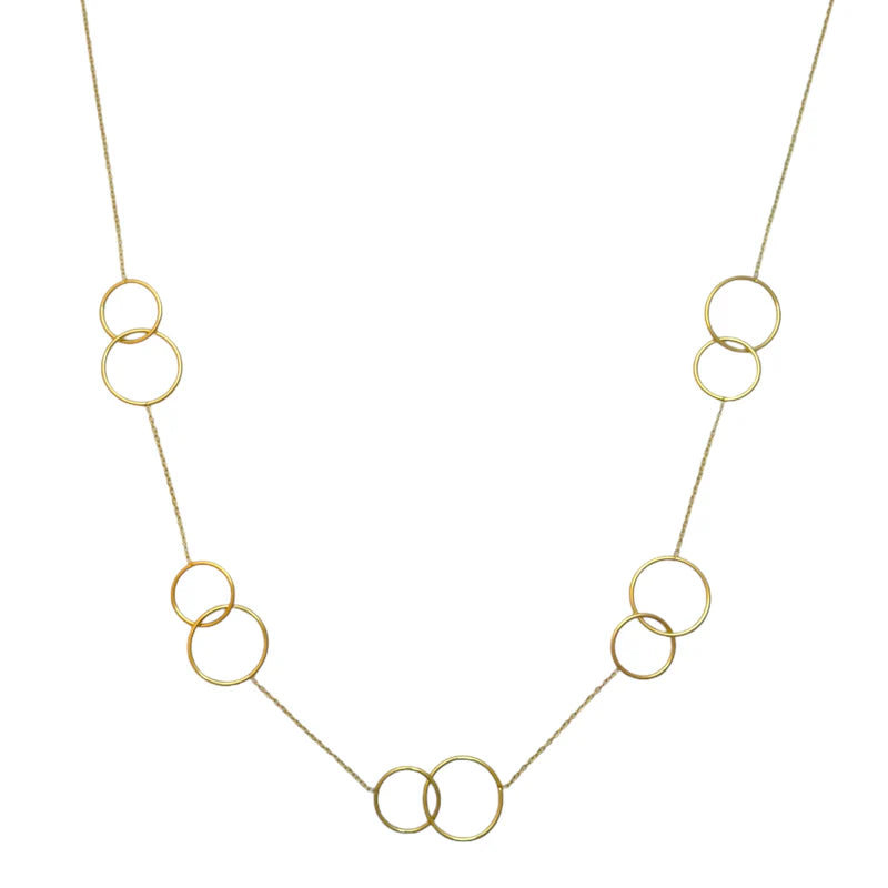 Double circle necklace long gold