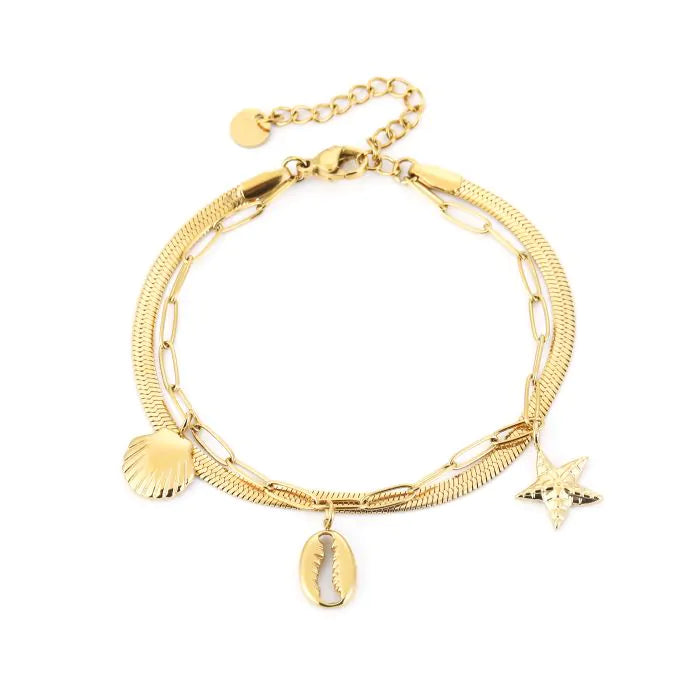 Double sea life bracelet gold