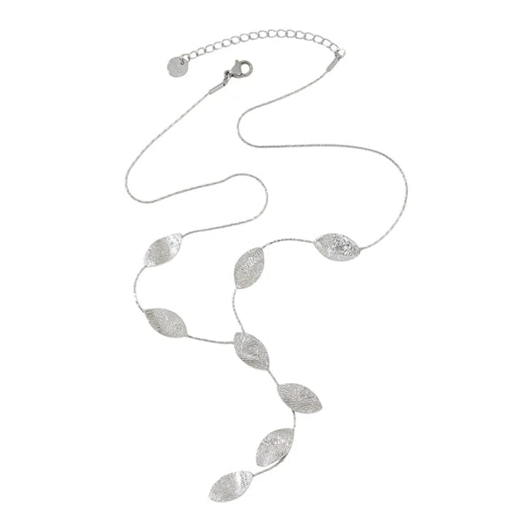 Feather Y necklace silver